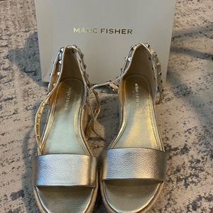 New in box Marc Fisher Gold Leather Jazlyn Sandals